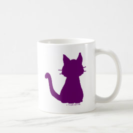 紫の猫のシルエット コーヒーマグカップ