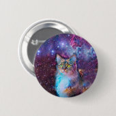 紫の猫の宇宙 缶バッジ (正面&裏面)