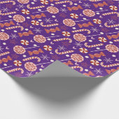 紫の王室のクリスマスのキャンディと贈り物 ラッピングペーパー (角)