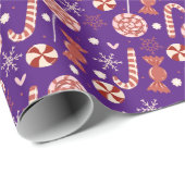 紫の王室のクリスマスのキャンディと贈り物 ラッピングペーパー (ロールコーナー)