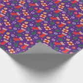 紫の王室のクリスマスプレゼント ラッピングペーパー (角)