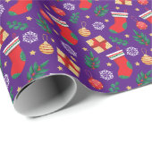 紫の王室のクリスマスプレゼント ラッピングペーパー (ロールコーナー)