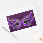 紫の王室の仮装マスク 長方形シール (封筒)