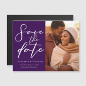 紫の王室の写真Date Magnetic Cardを保存 (正面/裏面)