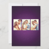 紫の王室の文字列ライト3枚の結婚写真 招待状 (裏面)