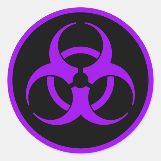 紫の生物学的災害［有害物質］記号 ラウンドシール (正面)