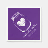 紫の田舎のシックなメイソンの結婚ナプキン スタンダードカクテルナプキン (正面)