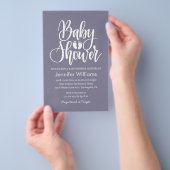 紫の男女兼用赤ちゃんシャワー チラシ (ハンドル)