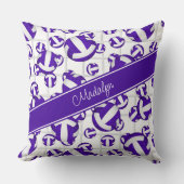 紫の白いガーリーバレーボールのパターン網アクセント クッション (正面)