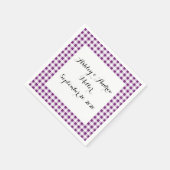 紫の白いギンガムパターン スタンダードカクテルナプキン (角)