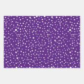 紫の白いクリスマスタイポグラフィとドットの休日 ラッピングペーパーシート (正面2)