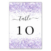 紫の白いグリッターきらめく華やかな テーブルナンバー (正面)