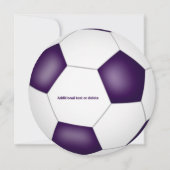 紫の白いサッカーをテーマにした誕生日パーティー 案内状 (裏面)