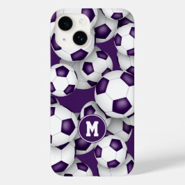 紫の白いサッカーチームの色のスポーツパターン Case-Mate iPhone 14ケース