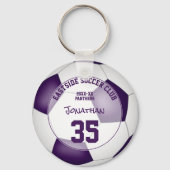 紫の白いサッカーチームの色の子供のスポーツの贈り物 キーホルダー (正面)