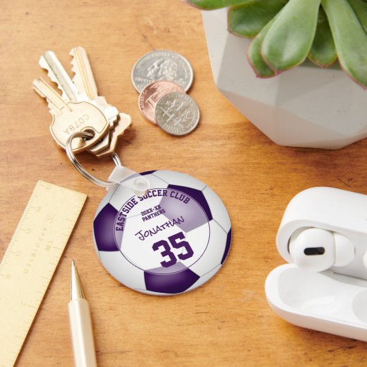 紫の白いサッカーチームの色の子供のスポーツの贈り物 キーホルダー (デスク)