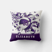 紫の白いスポーツルーム女の子のバスケットボールの星 クッション (裏面)