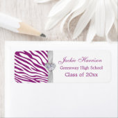 紫の白いゼブラリボン、ハート卒業ラベル ラベル (インサイチュ)