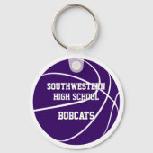 紫の白いチームカラーズボーイズバスケットボール キーホルダー (裏面)