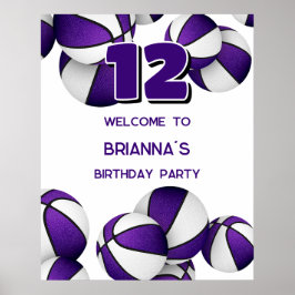 紫の白いバスケットの誕生日パーティーへようこそ ポスター