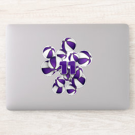 紫の白いバスケットボールのジャージー番号のクラスタ シール