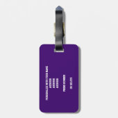 紫の白いバスケットボール旅行チームカラー ラゲッジタグ (裏面縦)