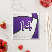 紫の白いバスケットボール誕生日パーティー スタンダードカクテルナプキン (インサイチュ)