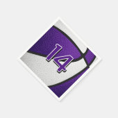 紫の白いバスケットボール誕生日パーティー スタンダードカクテルナプキン (角)