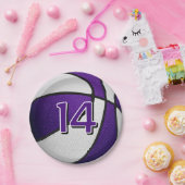 紫の白いバスケットボール誕生日パーティー ペーパープレート (パーティー)