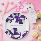 紫の白いバスケット男の子の女の子スポーツパーティー ペーパープレート (パーティー)