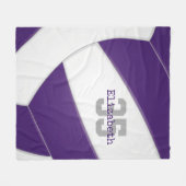 紫の白いバレーボールの女の子や男のパーソナライズされた子 フリースブランケット (正面(横))