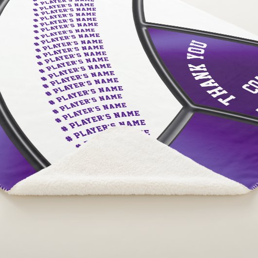紫の白いバレーボールパーソナライズされたコーチのギフト シェルパブランケット (3/4)