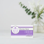 紫の白いフェードのカップケーキカスタムの名刺 名刺 (スタンド正面)