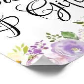 紫の白いフローラカードとギフトサイン ポスター (角)