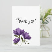 紫の白いフローラモダンロマンチックなミニマリスト サンキューカード (スタンド正面)