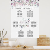 紫の白いフローラ6テーブルの座席表 ポスター (キッチン)