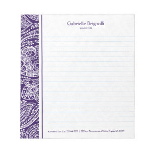紫の白いペイズリー ノートパッド