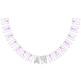 紫の白いポシーブライダルシャワーの写真集 バンティングフラッグ