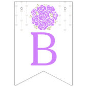 紫の白いポシーブライダルシャワーの写真集 バンティングフラッグ (第2の旗)