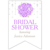 紫の白いポシーブライダルシャワーの写真集 バンティングフラッグ (第1の旗)