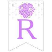 紫の白いポシーブライダルシャワーの写真集 バンティングフラッグ (第3の旗)