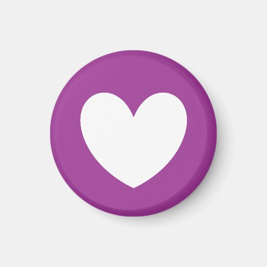 紫の白いポルカハート マグネット (正面)