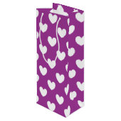紫の白いポルカハート ワインギフトバッグ (裏面アングル)