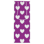 紫の白いポルカハート ワインギフトバッグ (正面)