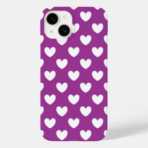 紫の白いポルカハート Case-Mate iPhone 14ケース