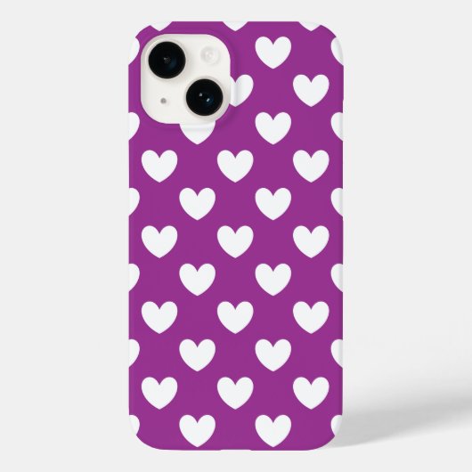 紫の白いポルカハート Case-Mate iPhoneケース (裏面)