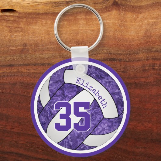 紫の白い女の子バレカスタムーバルボールチームのギフト キーホルダー (裏面)