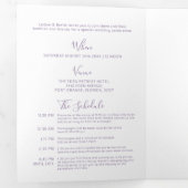 紫の白い小さなハート結婚のオールインワン 三つ折り招待状 (内部最初)