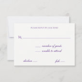 紫の白い文字王室の灯 出欠カード (裏面)