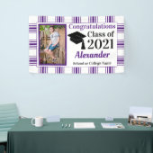 紫の白い格子縞の学校のカラー卒業 横断幕 (トレードショー)